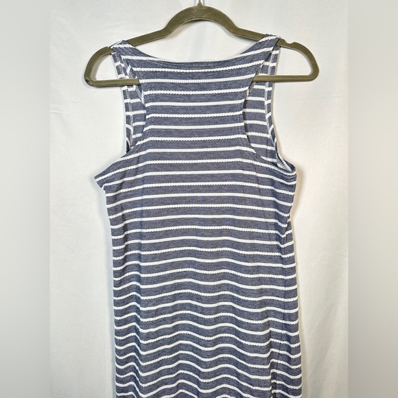 STS Sail To Sable Striped Racerback Maxi Dress Cotton Blend Medium Navy White - Picture 5 of 7
